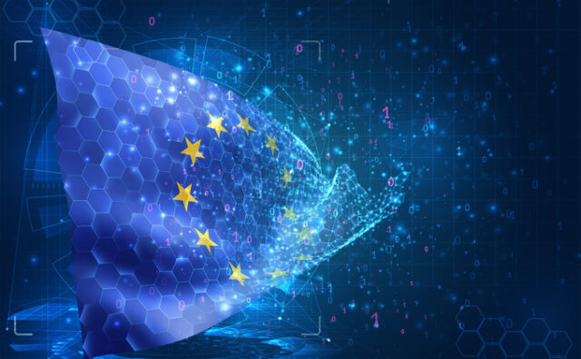 European Union, vector flag, virtual abstract 3D object from tr Europa acelera su soberanía digital, pero mantiene dependencias críticas